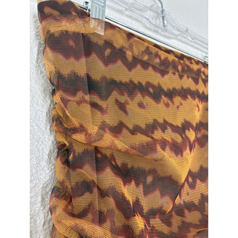 Zara Mesh Skirt XS Brown Ruched Strapless Body Party Boho - Picture 13 of 16